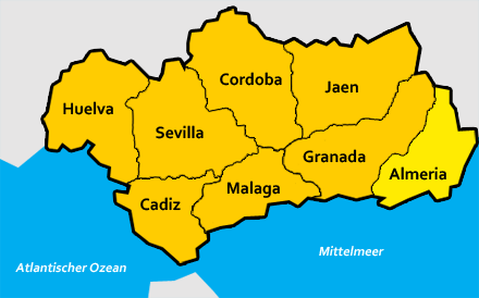 Provinz Almeria auf der Karte
