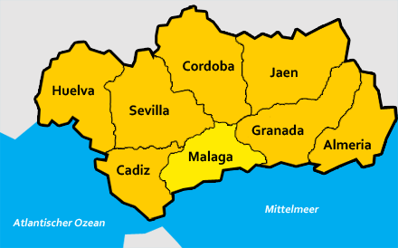 Provinz Malaga auf der Karte
