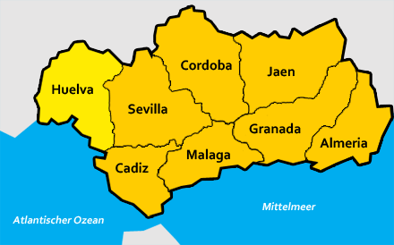 Provinz Huelva auf der Karte